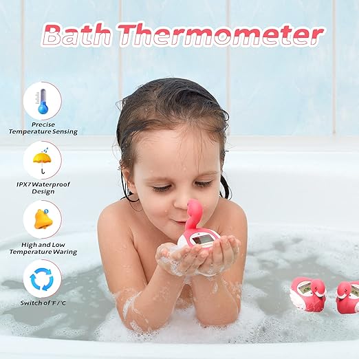Doli Yearning Upgrade Flamingo Baby Bath Thermometer Toddlers Bath Temperature Thermometer Safety Floating Toy Bathtub Thermometer ℃/℉
