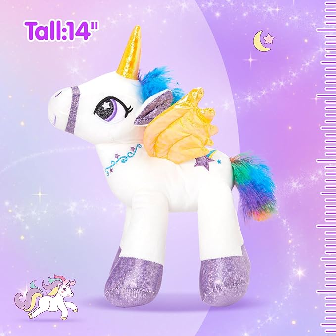 Houwsbaby Light Up Unicorn Stuffed Animal Unicorn Toy Glow at 14'' (White)