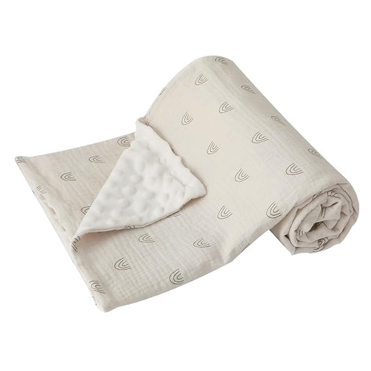 DaysU Baby Blankets Unisex with Muslin Cotton Front and Dotted Fleece Back, Silky Micro Super Soft Plush Newborn Baby Blankets for Boys Girls 30x40 inches