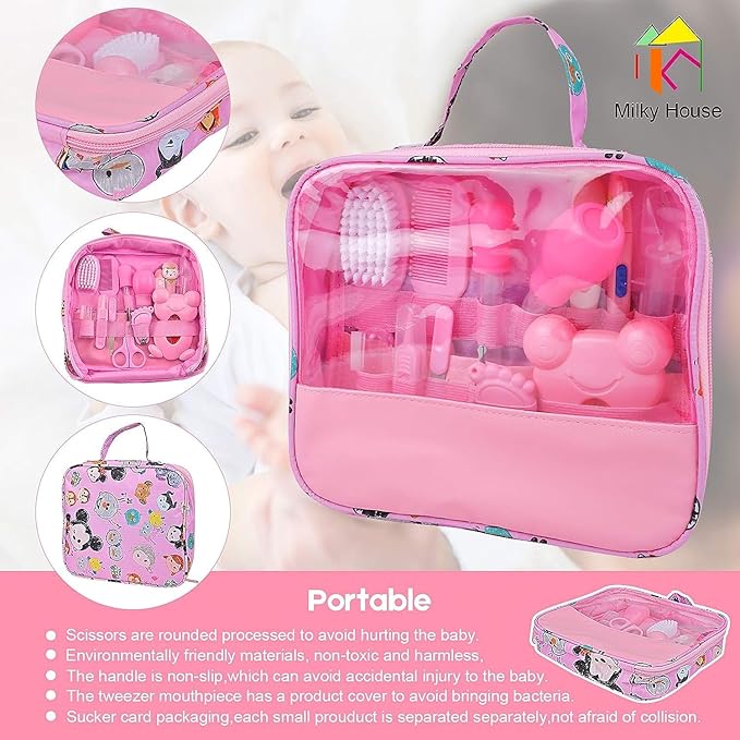 Baby Healthcare and Grooming Kit, 13 in 1 Newborn Nursery Health Care Set, Baby Grooming Kit for Boys & Girls, Portable Baby Healthcare Set with Comb, Nail Clipper, Brush, etc, Baby Shower Gifts