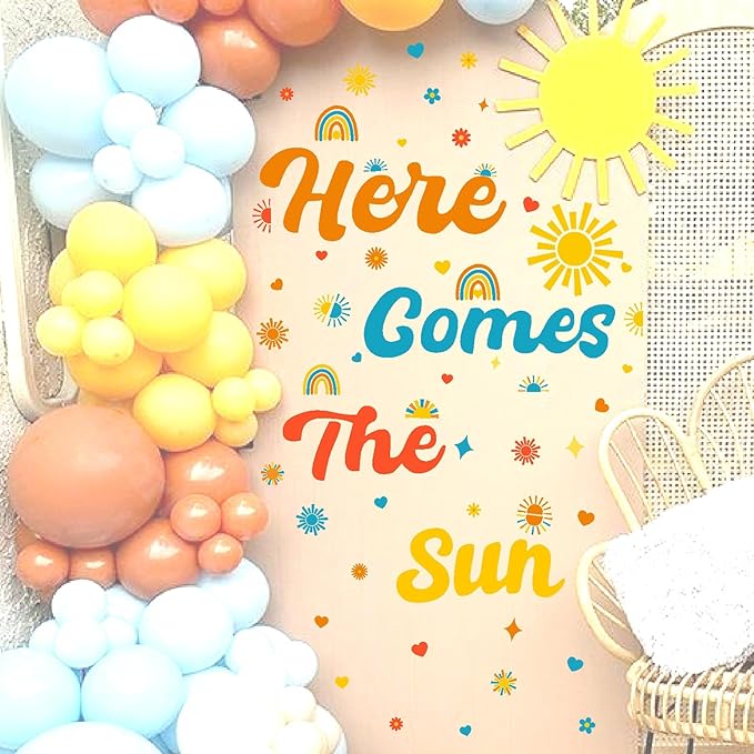Here Comes The Sun Backdrop Decals Gender Reveal Party Decals