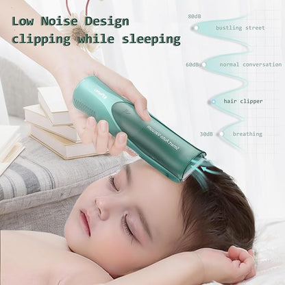 Baby Hair Clippers, Electric Quiet Vacuum Hair Clipper for Kids, Baby Hair Cutting Kit for Child Aged 0-12, Ceramic Blade Rechargeable Waterproof Trimmer, Infants Toddlers Children and Autism