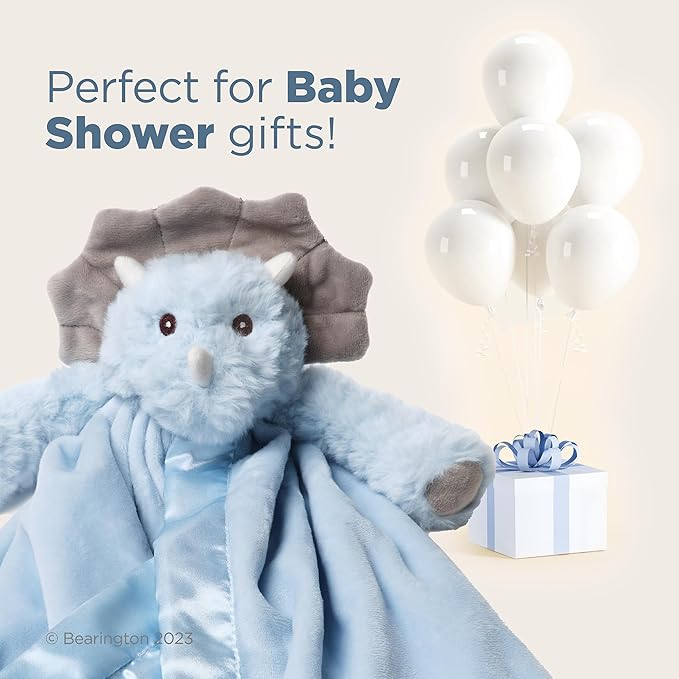 Bearington Baby Lil’ Tracer Snuggler, 15 Inch Light Blue Dinosaur