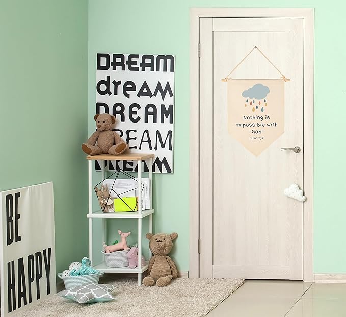 Nothing is impossible with God-Scripture Decor-Kids Memory Bible Verse Sign-Flag
