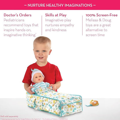 Melissa & Doug Mine to Love Bassinet Play Set Portable Carrier for Dolls with Crinkle Toy, for 3+ years