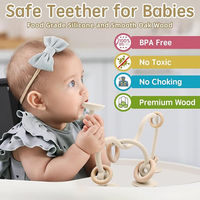 Baby Sensory Teething Chew High Chair Suction Toys for Infant 6 12 18 24