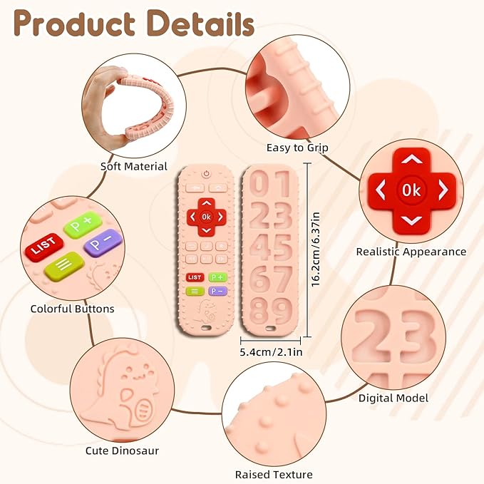 Teething Relief Teethers Toys for Babies 3-6 12 Months Gifts, Silicone Remote Control Baby Teether Toys for 3 6 9 Months Newborn Infant Boy Girl Autism