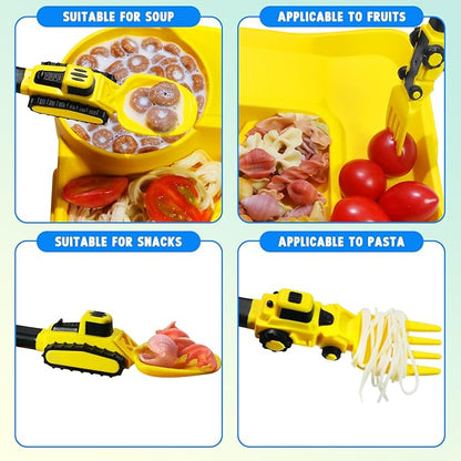 Construction Toddler Utensils - Reusable Plastic Toddler Fork and Spoon & Storage Case - Suitable for Kids Utensils Toys - Used for Toddler Gifts - Birthday Gifts for 1 2 3 4 5 6 7 year old