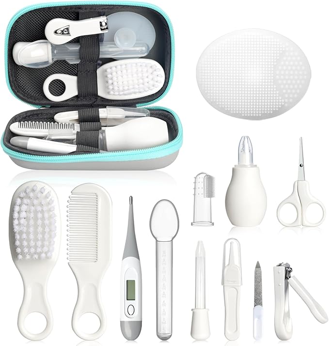 Baby Healthcare and Grooming Kit, Portable Baby Safety Care Set, Baby Essentials kit for Newborn(Grey White 13 in 1)