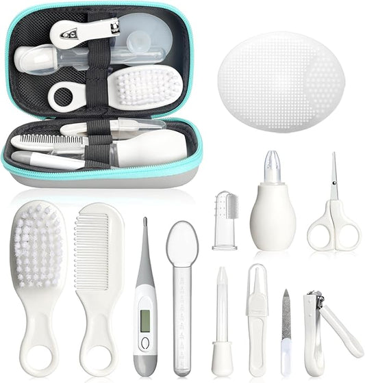 Baby Healthcare and Grooming Kit, Portable Baby Safety Care Set, Baby Essentials kit for Newborn(Grey White 13 in 1)