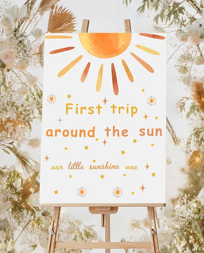 Baby Shower Backdrop Decals First Trip Around The Sun Balloon 1St Birthday