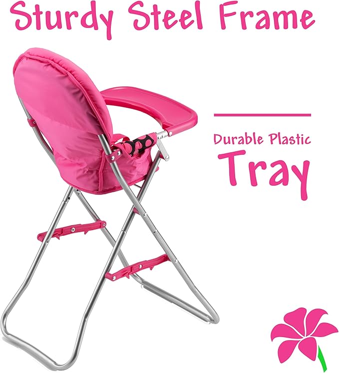 Baby Doll High Chair, Baby Toy High Chair for Toddlers 3 Years and up 18 inch