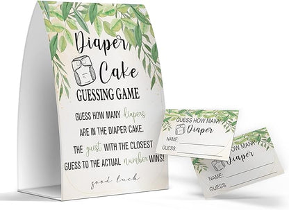 Diaper Cake Sign, Guess How Many Diapers 50 Cards(RCoated20)