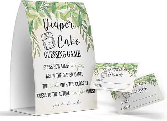 Diaper Cake Sign, Guess How Many Diapers 50 Cards(RCoated20)