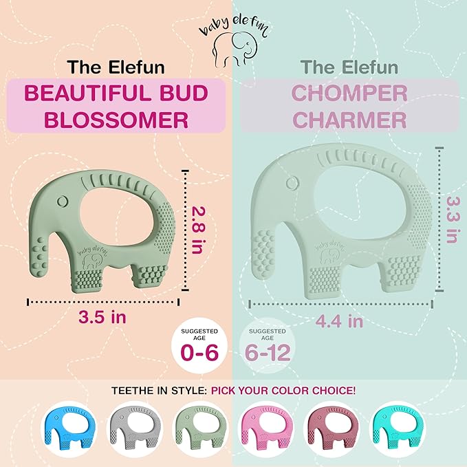 Teething Toys for Babies Age 0 to 6 Months - Baby Elefun 5X Pain Relief Smart Teether