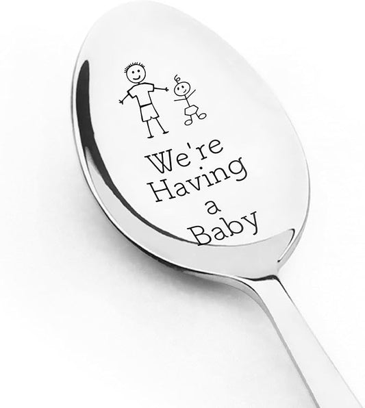 1 Set Engraved Spoon Gift, We are Having a Baby Spoon