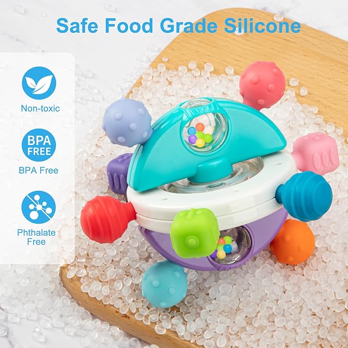 Baby Sensory Teething Toys, Montessori Baby Toys Teether 0-12 Months, 0-6 6-12 12-18 Months