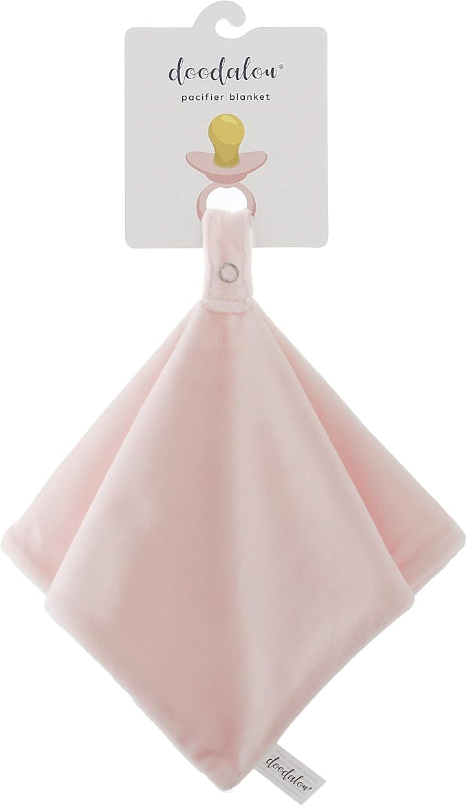 Ultra Soft Cotton Minky Velboa Baby Blanket with Snap Closure for Pacifier or Teether, Machine Washable 12 inch 12 inch