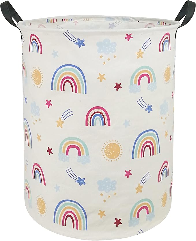 Round Rainbow Pattern Laundry Hamper Storage Basket Organizer Hamper Storage