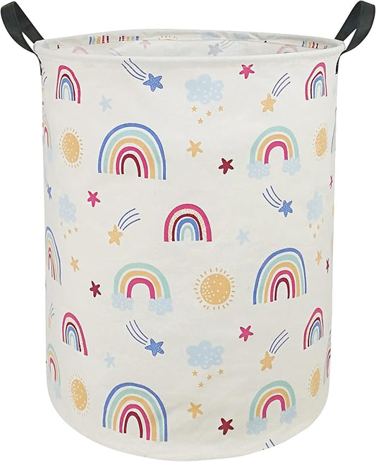 Round Rainbow Pattern Laundry Hamper Storage Basket Organizer Hamper Storage
