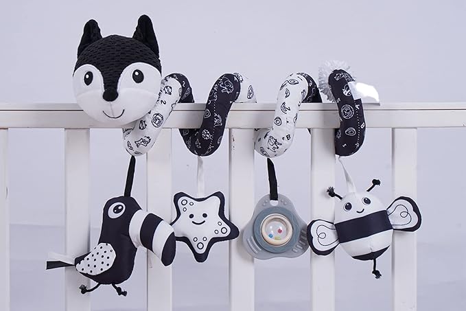 Infant Baby Black Fox Spiral Plush Activity"
