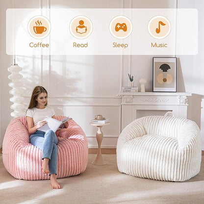BYBYME Giant Bean Bag Chair for Adults and Kids, Large Comfy Cozy Beanbag, Floor Sofa for Teens, Living Room, Gaming, Reading