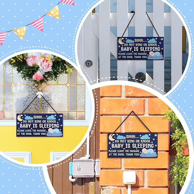 Putuo Decor Baby Sleeping Door Sign for Front Door PVC