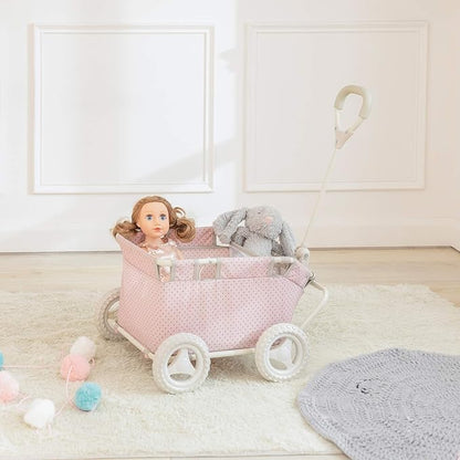 Olivia's Little World - Polka Dots Folding Princess Baby Doll Wagon, Toy Storage Wagon