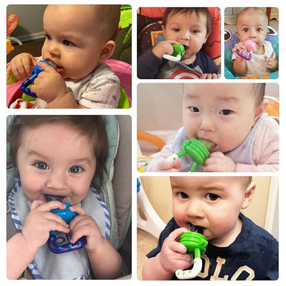 Baby Fruit Feeder/Food Feeder Pacifier for Babies (2 Pack) - HAOBAOBEI Mesh Teethers for Babies, Infant Teething Toy in Appetite Stimulating Colors 3 Sizes