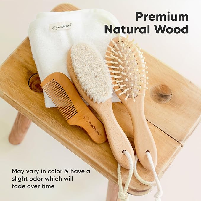 Baby Hair Brush - Baby Brush with Soft Goat Bristles, Cradle Cap Brush
