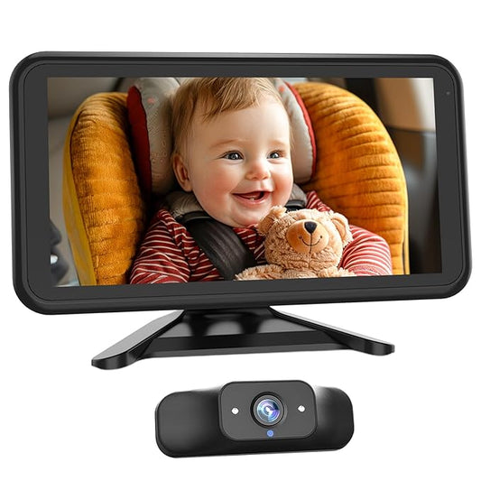 Baby Car Mirror Camera for 2 Kids with IR Night Vision, 3X Zoom Car Camera for Baby 1080P HD Images 360°Rotating Adjustable Car Seat Camera for Baby Rear Facing BV1