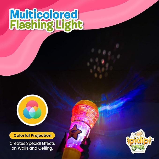 IPIDIPI TOYS Echo Mic for Kids and Toddlers - Magic Microphone with Multicolored Flashing Light and Fun Rattle