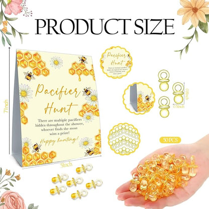 Mini Pacifiers Baby Shower Game, Pacifiers Hunt Sign 50Pcs Yellow