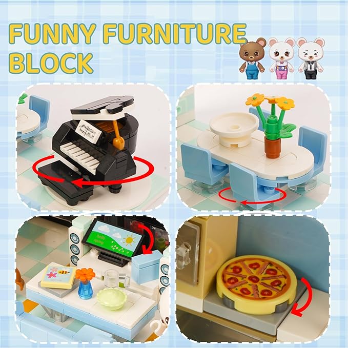 Friends House Building Block Set, Bear Room Small Brick Model 8+ 1165