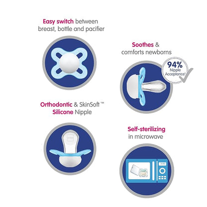 MAM Start Newborn Girl Pacifiers, Best for Breastfed Babies 3 Count