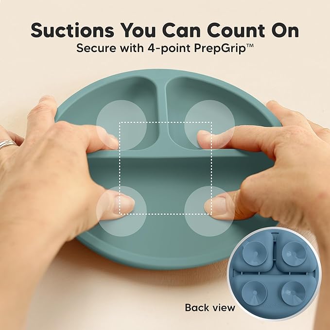 KeaBabies Suction Plates for Baby, Toddler - 3-Pack 100% Silicone Toddler Plates, Divided Baby Plates with Suction, Silicone Plates for Baby, Kids, BPA-Free, Microwave, Dishwasher Safe (Quantum)