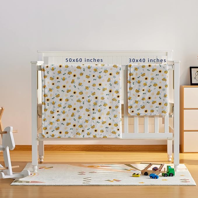 DaysU Silky Micro Soft Plush Baby Blankets Unisex with Print Animal Pattern and Soothing Raised Dots, Double Layer Bed Throws for Toddler Cot 50x60 Inches