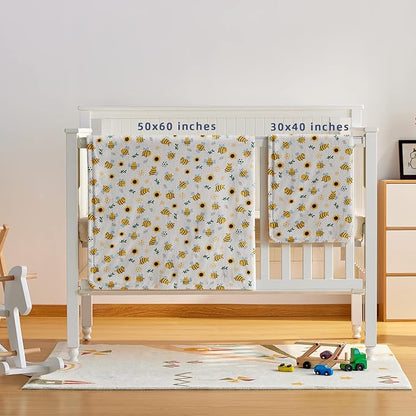 DaysU Silky Micro Soft Plush Baby Blankets Unisex with Print Animal Pattern and Soothing Raised Dots, Double Layer Bed Throws for Toddler Cot 50x60 Inches