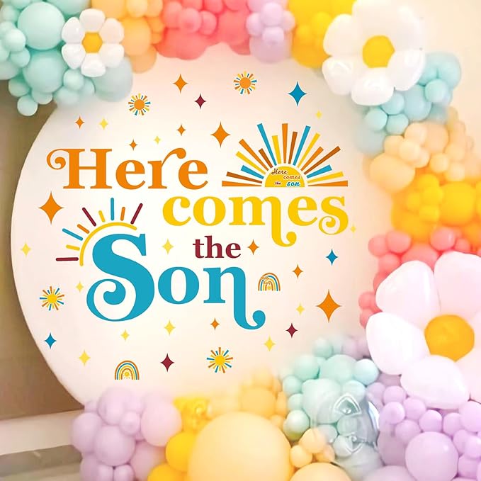 Here Comes The Son Party Decal Baby Shower Backdrop Stickers