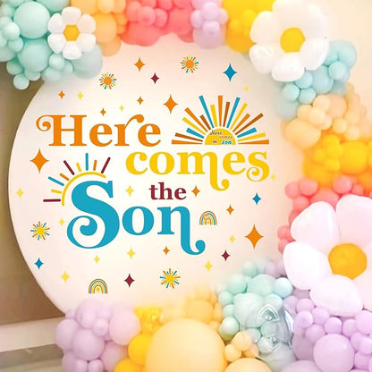 Here Comes The Son Party Decal Baby Shower Backdrop Stickers
