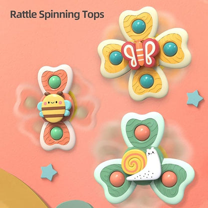 Baby Suction Cup Spinning Tops Toy, Suction Spinner Toys for Babies 1-3(Group B)