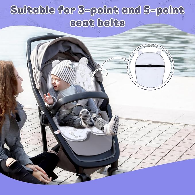 Miracle Baby Car Seat Insert Universal Breathable Baby Stroller Cushion Reversible 3D Air Mesh Cotton Stroller Mat for CarSeat, Buggy, Carrycot, High Chair （Giraffe）