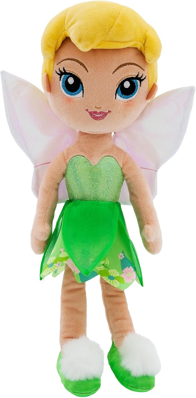 Disney Store Official Princess Plush Doll (Tinker Bell from Peter Pan) Medium 14 Inches, Princess Dolls with Embroidered Features