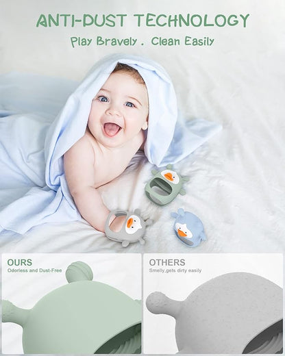 ?? Packs??Teething Toys for Babies 0-6 Months, Never Drop Silicone Baby Teether
