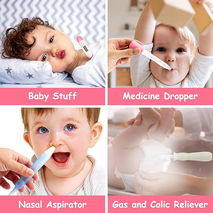 28 in 1 Baby Healthcare and Grooming Kit, Infant Baby Nursery Kit Electric Nail Trimmer Set with Gas Colic Passer Nasal Aspirator Nail Clipper Hair Brush Comb for Newborn Girls Boys (Pink)