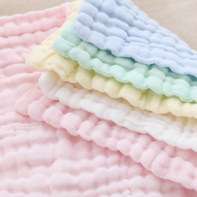 MUKIN Baby Washcloths - Natural Cotton Baby Wipes 10 Pack 12x12 inches