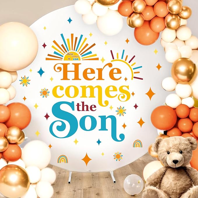 Here Comes The Son Party Decal Baby Shower Backdrop Stickers