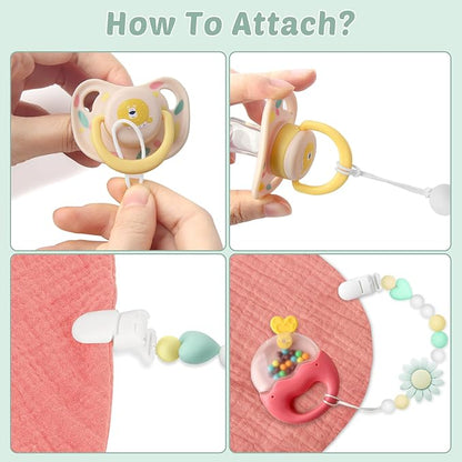 Silicone Pacifier Clip, 3 Pack Pacifier Holder for Boys and Girls