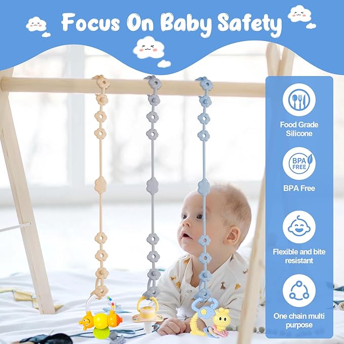 Toy Straps for Baby, 6 Pack Adjustable Silicone Toy Safety Straps for Stroller