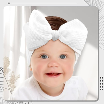 YanJie Baby Girl Bow Headbands - Black, White Nylon Hair 0-6 Months